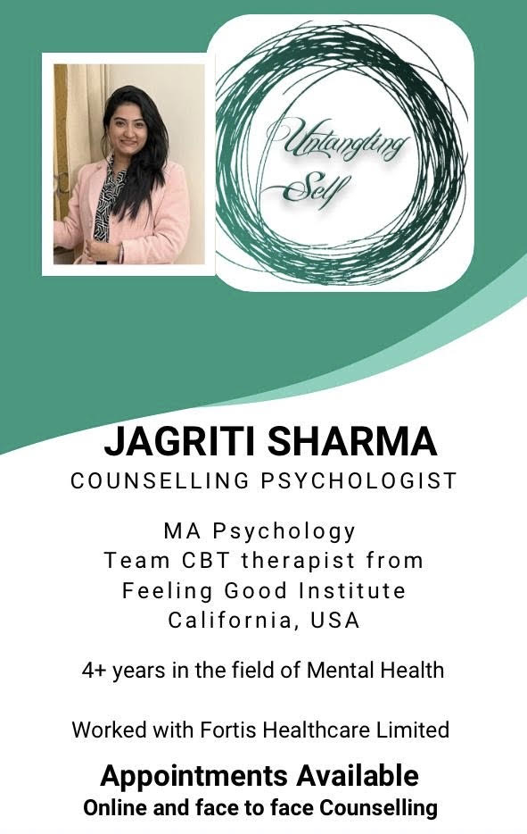Jagriti Sharma- Counselling Psychologist- Untangling Self - Psychologist in Sector 15, Faridabad (Photo by Jagriti Sharma- Counselling Psychologist- Untangling Self)