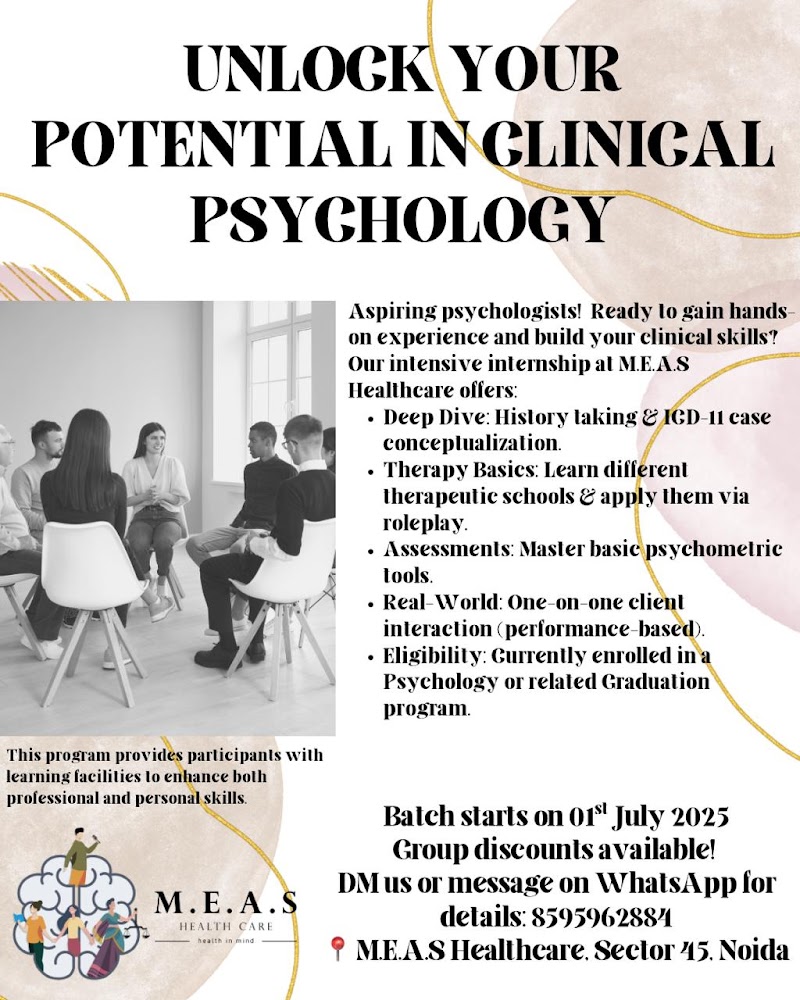 M.E.A.S. HealthCare (Psychology and Psychiatry consultations and support) - Psychologist in Sector-45, Noida (Photo by M.E.A.S. HealthCare (Psychology and Psychiatry consultations and support))